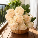 Yuejia Décoration bouquet de roses artificielles en soie 48 cm - Champagne image 7