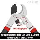 GARTOL 29 Inch Anvil Loppers Heavy Duty Garden Branch Cutter, 2 inch Cutting Capacity Anvil Hand Pruner, with
22-Inch Ergonomically Designed Non-Slip Handles image 2