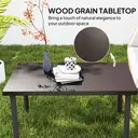 Outsunny Metal Garden Coffee Table, Rectangular Outdoor Side Table with Woodgrain Tabletop, Foot Pads for Outside, Garden, Balcony, Porch, 95 x 55 x 46cm, Brown image 3