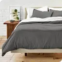 Housse de couette MENDALE - Ensemble de literie de qualité supérieure - Housse de couette 220*240 cm avec taie d'oreiller 80*80 cm - Microfibre douce brossée - Gris foncé et gris clair image 2