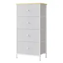 JOYFURNOS Commode en tissu pour chambre, avec 4 tiroirs, cadre en métal, blanc image 0