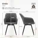 CLIPOP Faux Leather Dining Chairs, Set of 2, 360 °Swivel Upholstered Kitchen Chairs Armchair with Backrest and Metal Legs for Home Office Bedroom Living Room Lounge 0588 light grey 54.5*60*84 cm image 7