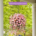 Yuejia Lot de 4 bouquets suspendus de fleurs artificielles en soie liseron blanc et rose - 75 cm image 2