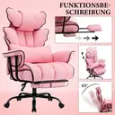 Ckaff Chaise de bureau ergonomique en cuir PU avec repose-pieds, soutien lombaire, dossier haut réglable et capacité de charge 200 kg - Rose image 6