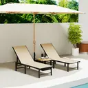 Outsunny 5 Pieces Cube Rattan Garden Furniture Set, Garden Dining Set with Wood-Plastic Table and 4 Armchairs, Space-Saving Rattan Table and Chairs with Removable Cushions for Patio, Beige image 7