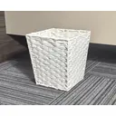 KEVAHOME Lot de 2 paniers à déchets en polypropylène (PP) façon rotin - Blanc - 10 x 10 x 11" H image 3