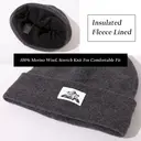 TOP-EX Beanie Hats Men Women 100% Merino Wool Winter Warm Cap for Outdoor Fleece Lined M/L Grey image 2
