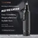 Sparoma 3-in-1 Ear and Nose Hair Trimmer for Men – Ear & Nose Hair Clipper with LED Light, Sideburn & Eyebrow Trimmer Heads, 6500RPM Motor, Full-body Waterproof, Battery-Powered, Portable Grooming Kit with Storage Base – TC-3580, Black image 2