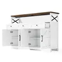 Buffet De Cuisine Avec Rangement-meubles De Cuisine Bas Avec 4 Portes Et 3 Tiroirs-Blanc image 7