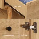 HOMCOM Modern Wardrobe with 2 Drawers and 2 Doors, Wood-Effect Clothes Wardrobe with Rail for Bedroom, Natural image 6