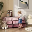 HOMCOM 9 Drawers Plastic Storage Units, 3 Tier Kids Storage Units, Children Toy Chest for Nursery, Playroom, Bedroom, Pink image 4