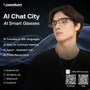 LAWAKEN AI Chat City Serif AI Smart Audio Glasses, 128 Languages Real-Time Translation, AI Note for Meeting Summary, AI agent of ChatGPT Gemini Claude, Waterproof, Lightweight, Long battery, Prescription Lenses, 5.3 Bluetooth, Hands-Free Wearable, Open-Ear Music & Calls, for ios android, Secure Fit, for Work & Commuting image 5