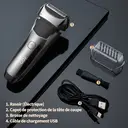 Sparoma rasoir électrique pour homme, système à double lame flottante 360°, rasage à sec et humide, écran numérique, tondeuse intégrée, charge rapide Type-C, 80 min d’autonomie, IPX6 étanche, FK-609 image 8