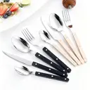 FangYuan Ensemble de 16 couverts en acier inoxydable compatible lave-vaisselle - Manche noir image 6