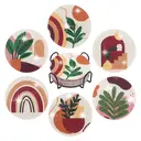 JU7CER 6-Piece Diamond Painting Coaster Set with Stand - Abstract Plant Diamond Art | Adult Beginner Craft Supplies 4×4 Inches (10×10cm) image 0
