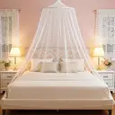 Lebonsoir Moustiquaire de voyage avec sac de transport et crochet adhésif pour plafond, moustiquaire de lit d’extérieur, extra-large pour lit double et lit simple, blanc image 1