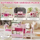 AIYAPLAY Kids Table and Chair Set, Toddler Activity Table with Bookshelves, 2 Chairs, Heart Themed 3 Pieces Kids Desk Set for Classroom, Home, Nursery, Playroom, for Arts, Crafts, Reading, Pink image 6