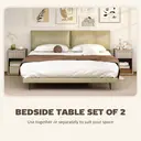 HOMCOM Modern Bedside Table Set of 2, Bedside Cabinet with Drawer and Open Shelf, Side End Table, Nightstand for Bedroom, Oak image 4