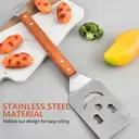 Huacan Outdoor barbecue shovel with wooden handle, stainless steel metal shovel with bottle opener, frying shovel, 1 piece image 3