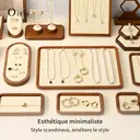 Oirlv Plateau de Présentation et de Rangement pour Bijoux en Bois de Luxe, Tiroir Plat avec Séparateurs Amovibles pour Bagues, Boucles d’Oreilles et Colliers, 1 pièce image 3