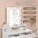 Ochama x SONGMICS Vanity Makeup Table, Dressing Table with Lighted Mirror, 3 Colours, Modern, White image 6