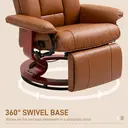 HOMCOM Manual Recliner Chair with Footrest, Upholstered Reclining Armchair with Adjustable Backrest and Steel Frame Brown image 4