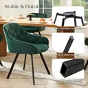 CLIPOP 360° Swivel Dining Chair Velvet Upholstered Desk Chairs without Wheels Ergonomic Office Chair with Arms and Metal Legs for Home Study 0197-s deep green 54.5*46*80 cm image 3