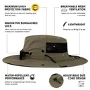 TOP-EX Chapeau anti-UV à bords larges avec arceau amovible et panneau en mesh ventilé vert militaire - taille M/L image 2