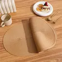 PP Placemats Set of 6 for Dining Table，PP oval placemat BL straw yellow，Washable Woven Vinyl Non-Slip 18x12 inches Placemat Heat-Resistant Durable Table Mats for Dining Table Easy to Clean image 7