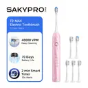 SAKYPRORAL Smart Electric Toothbrush, 6 brush heads, 5 brushing modes, 75-day ultra-long battery life, smart timer, essential for oral hygiene，Pink image 0