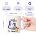 Alphynix  1pc 11oz White Mug with Sassy "EW, PEOPLE" Quote & Rainbow-Spewing Unicorn, Funny Contrast Christmas or Thanksgiving Gift image 7