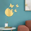 WhereHike Lot de 4 stickers miroir muraux en PVC Papillons dorés - 19 x 19 cm image 0