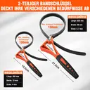 ValueMax Jeu de 2 clés à boudron, clé à tuyau en caoutchouc 460 mm et 630 mm, jeu de clés à boudron réglables pour filtre à huile, clé universelle pour filtre à huile, bouteille, évacuation d'évacuation, douchettes, ouvre-bouteille en verre image 1