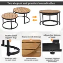 Modular Outdoor Sofa Set with Galvanized Iron Frame, Washable Cushions, Acacia Wood Nesting Tables, for Patio & Garden  image 3