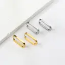 18K Gold Plated Stainless Steel Oval Hoop Earrings, 25.7mm Geometric Rectangular Huggies image 5