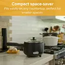 Drew&Cole Cleverpot Cooking Pot - Black, 1.2L, 600W, Compact, Portable, Serves Up to 3 People, With Glass Lid & Steam Basket image 2