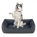 SONGMICSHOME Dog bed linen look, raised edges, non-slip bottom, removable and washable cover, XXL, 120 x 90 x 30 cm, dark grey image 0