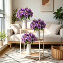 Yuejia Lot de 3 bouquets de fleurs artificielles en soie hibiscus tropical violet - 45 cm image 0