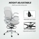 Vinsetto Drafting Chair with Flip-up Armrest, 360 Degree Swivel Mesh Office Stool with Foot Ring, Height Adjustable Chair for Standing Desk, Light Grey image 3