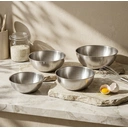 PURECOOK 304 Rolled Rim Japanese-Style Fruit Salad Bowl Collection | 4-Piece Natural Finish Salad Bowl Set image 0