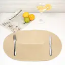 Lot de 6 sets de table ovales en vinyle tressé 45 x 30 cm - Crème image 1