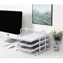 Senhoglb Bac à courrier en maille à 3 niveaux A4 - Blanc image 4