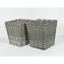 KEVAHOME SET OF 2 PP FAUX RATTAN WASTE BASKET-GREY 10x10x11"H image 0