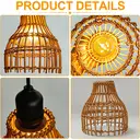 Hängender Boho-Lampenschirm aus Rattan, batteriebetriebene Pendelleuchte ohne Stromanschluss für Außen- und Innenbeleuchtung image 6