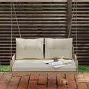 Outsunny Banc Suspendu en Résine Tressée 2 Places avec Coussins Amovibles et Lavables, Balancelle de Jardin Extérieure avec Chaînes en Acier, Charge 240 kg, 115x66x44cm, Beige image 4
