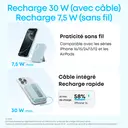 Anker batterie externe 10000 mAh magnétique avec câble USB-C intégré, noir image 1