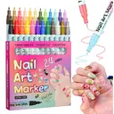 Set de 24 Stylos Nail Art Couleurs, Stylos Vernis 3D 0,5 mm avec Outils à Pois, Peinture Acrylique et Pinceau Fin, Résistants à l’Eau et Séchage Rapide pour la Création DIY de Nail Art image 1