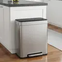 SONGMICSHOME  Dual Compartment Pedal Rubbish Bin, 2 x 30L Kitchen Recycling Bin with Soft Close Lid, for Home, Stainless Steel, Silver image 3