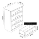 Galano Cleverton 4 Drawer Chest – Stylish Storage Cabinet & Clothes Organiser – Tall Dresser Unit for Bedroom, Hallway or Entryway (Ivory/Oak) image 8