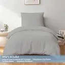 LeBonsoir Parure de lit brossée avec 1 housse de couette 135 x 200 cm et 1 taie d’oreiller 80 x 80 cm, avec fermeture éclair - Gris clair image 3